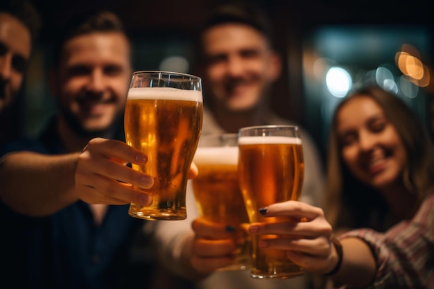 Gruppe von Menschen, die gemeinsam Bier trinken Generative KI