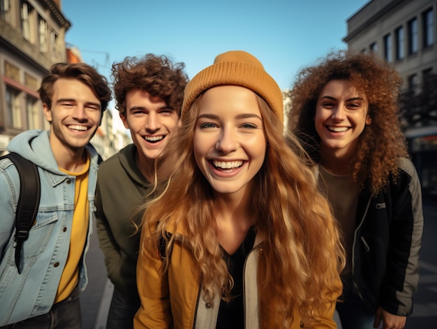 Gruppe von Menschen, die lächeln und für ein Foto posieren