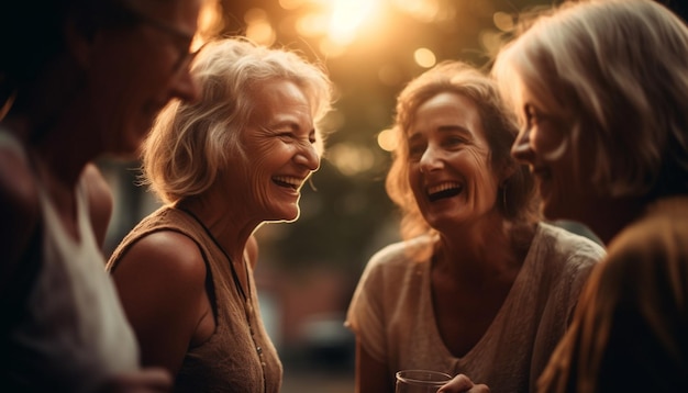 Gruppe von Menschen, die unbeschwerten Sommerspaß genießen, der von KI generiert wird