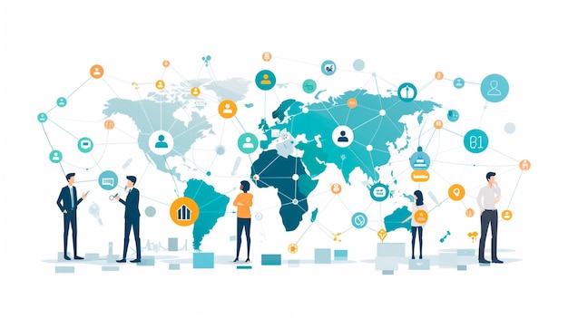 Gruppe von Menschen mit globalem Netzwerk
