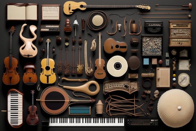 Foto gruppe von musikinstrumenten generative ki