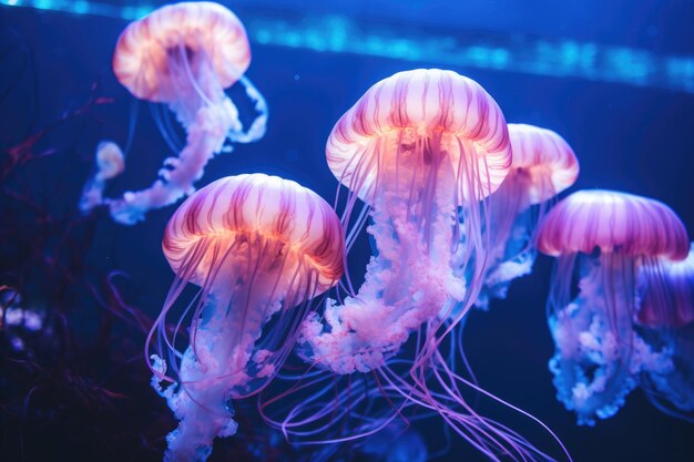 Gruppe von Quallen, die im Wasser schwimmen