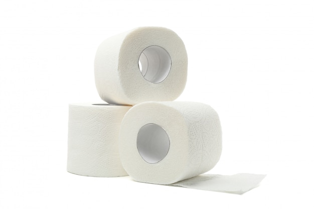 Gruppe von Toilettenpapier lokalisiert auf Weiß