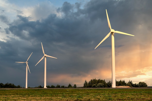 Gruppe von Windmühlen zur Erzeugung erneuerbarer elektrischer Energie