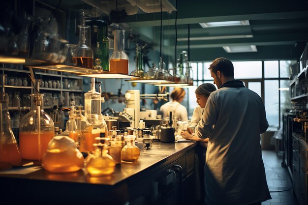 Gruppe von Wissenschaftlern, die im Labor arbeiten