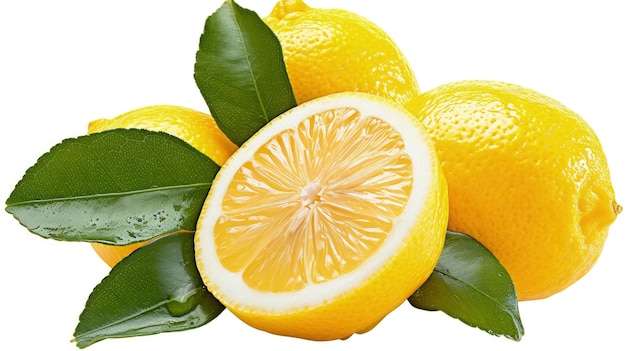 Gruppe von Zitronen mit Blättern