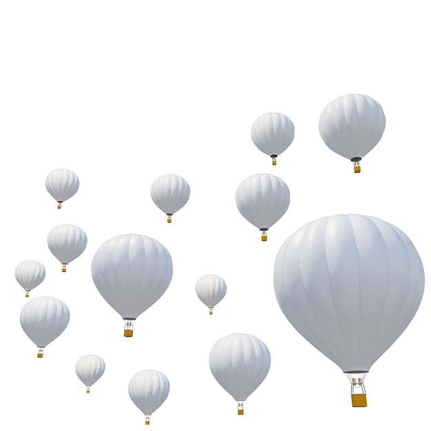 Gruppe weißer Luftballon isoliert auf weißem Hintergrund 3D-Darstellung