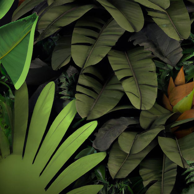 Gruppenhintergrund aus dunkelgrünen tropischen Blättern