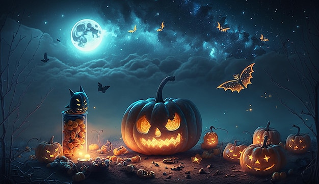 Gruselige gruselige Halloween-3D-Charakter-Hintergrundfotoillustration