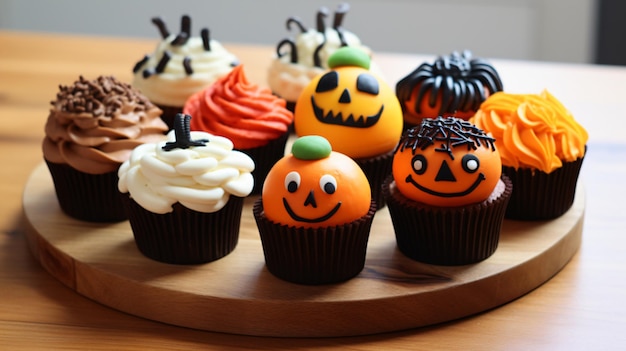 Foto gruselige halloween-cupcakes