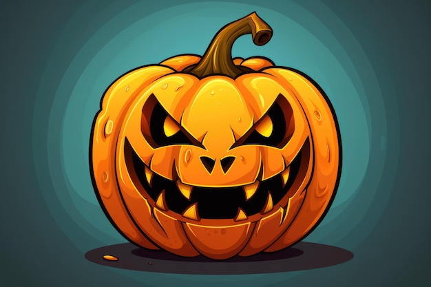Gruselige Halloween-Kürbiskopflaterne mit bösem Gesicht, Halloween-Illustration
