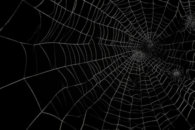 Gruselige Spinnen und Spinnweben vor einer dunklen Halloween-Kulisse