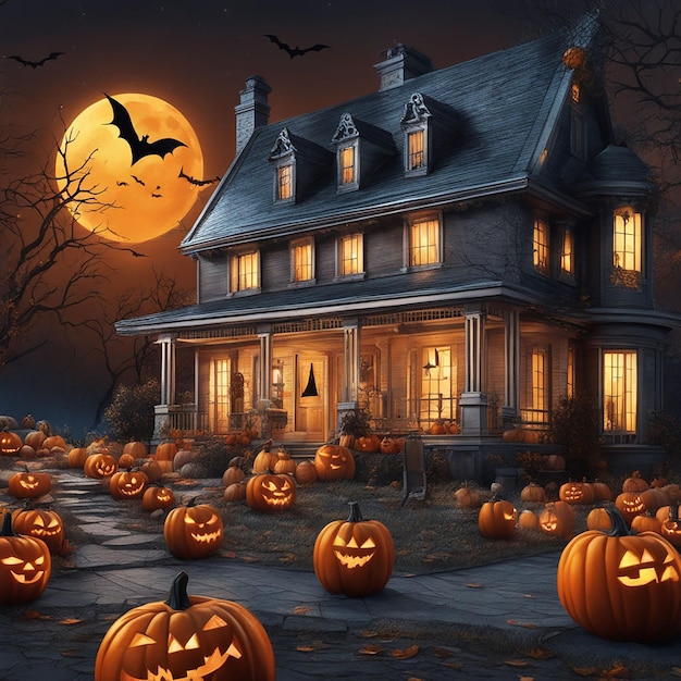 Gruseliger Halloween-Cartoon-Fantasie-Halloween-Cartoon-Charakter-Hintergrund, ai generiert