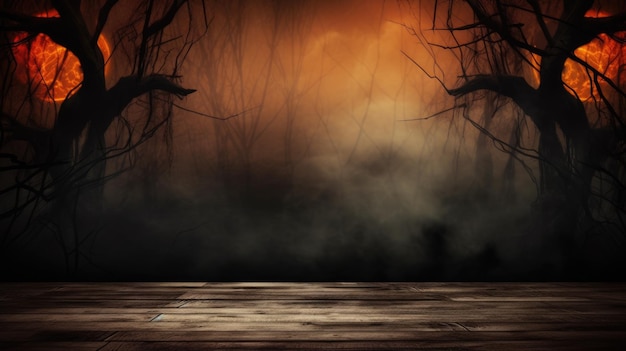 Gruseliger Halloween-Hintergrund mit leeren Holzplanken, dunklem Horrorhintergrund