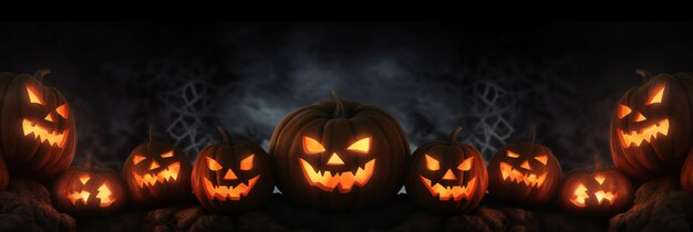 Gruseliger Halloween-Jacko'Lantern-Feiertagshintergrund mit Kopierraum