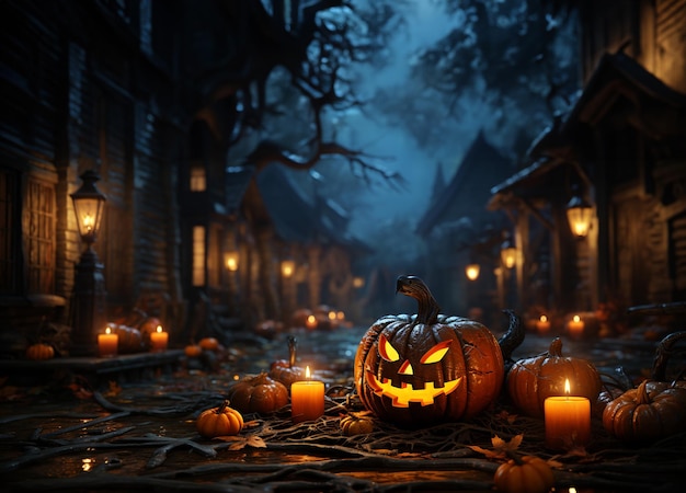 Gruseliger Halloween-Kürbis. Fröhliches Halloween-Banner oder Party-Einladungshintergrund