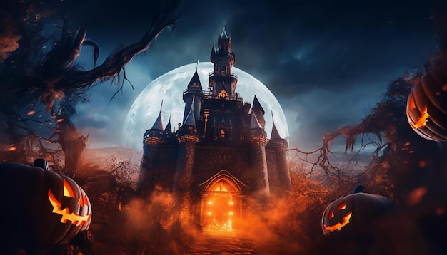 gruseliger Spukschloss-Halloween-Hintergrund