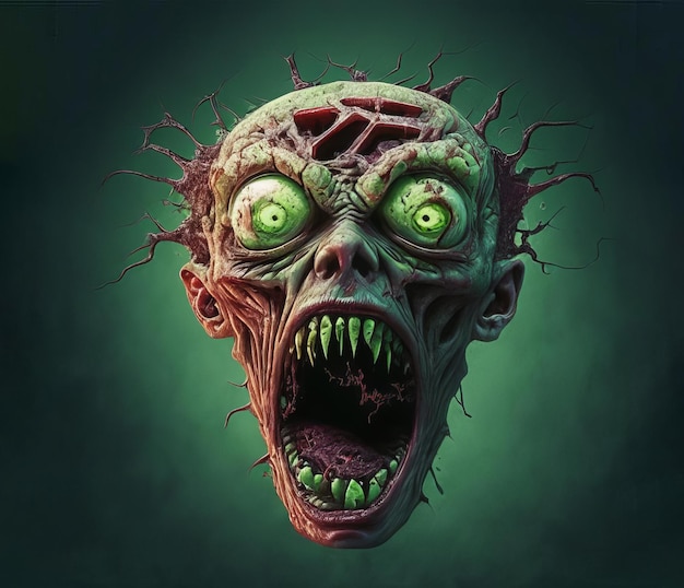 Gruseliger verrückter Zombie, der von der KI schreit