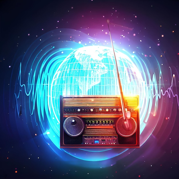 Grußbild zum Weltradiotag mit Radio und Welt