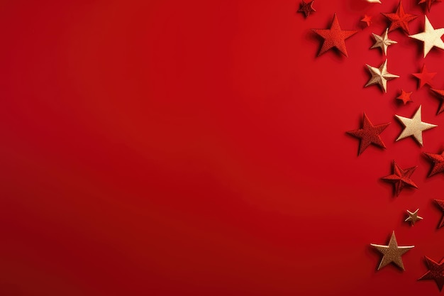 Grußkarte mit frohen Weihnachten und einem guten Rutsch ins neue Jahr, roter Hintergrund, freier Kopierraum in der Mitte