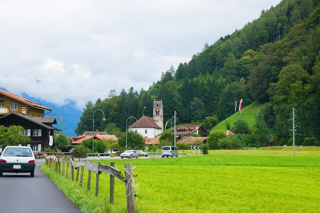 Gsteig Dorfkirche in Gsteigwiler bei Interlaken Oberhasli Bezirk des Kantons Bern in der Schweiz.