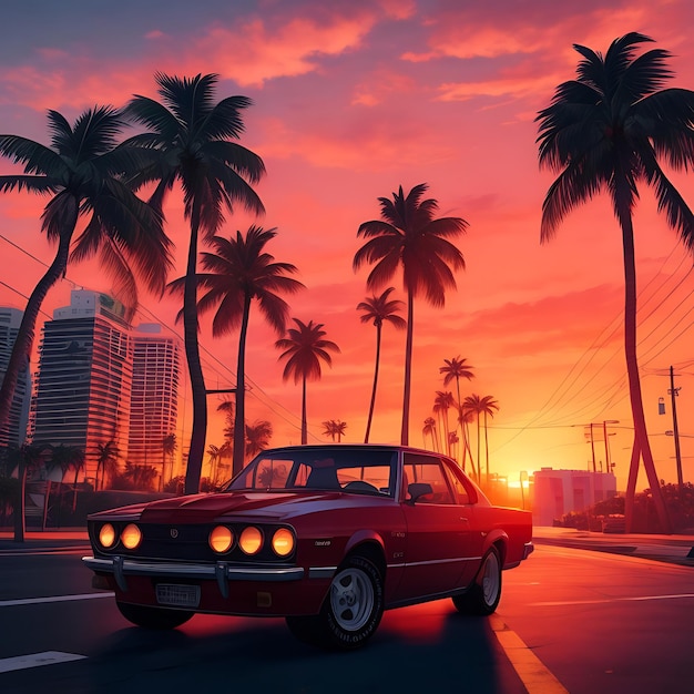 GTA 5 vibra el atardecer de Miami AI