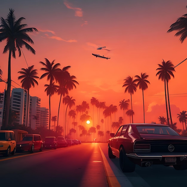 GTA 5 vibra el atardecer de Miami AI