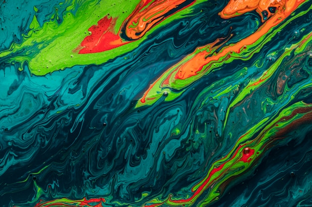 Água colorida de acrílico fluido derramar pintura