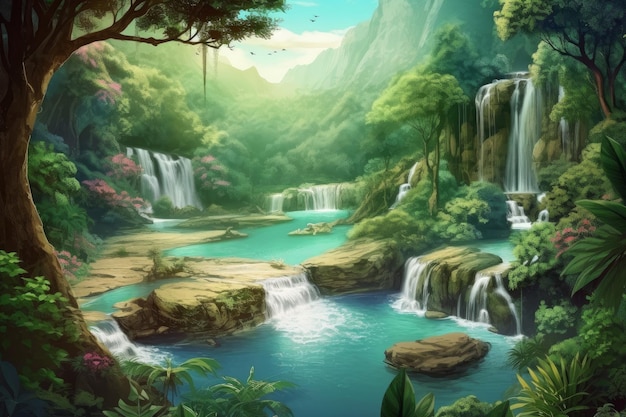 Água da selva de fantasia Gerar Ai