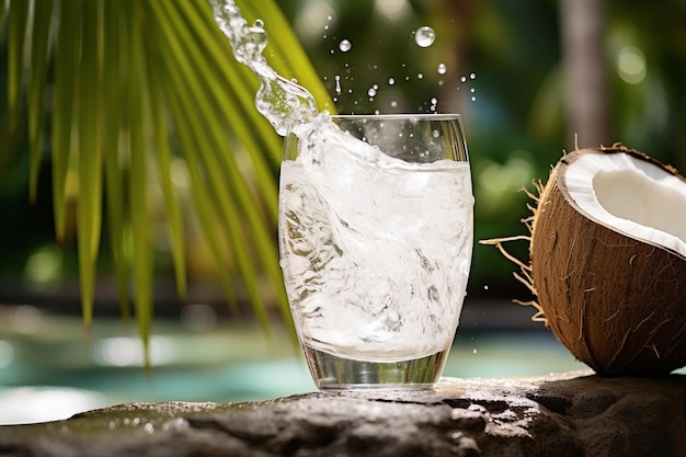 Água de coco sendo usada como uma névoa facial hidratante