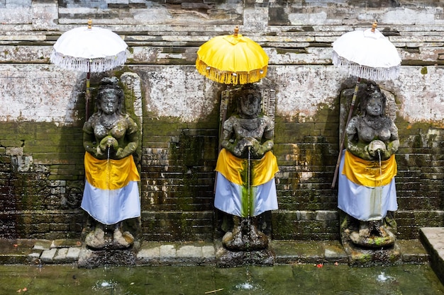 Água de nascente sagrada no templo de Goa Gajah no distrito de Sukawati Bali Indonésia