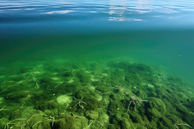 Água do mar espessa, verde e sem vida