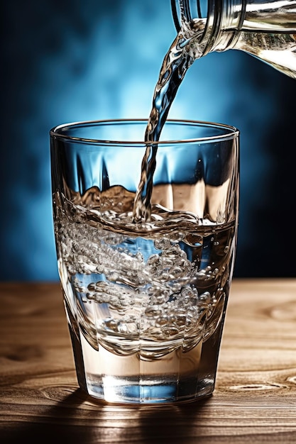 Água fluindo de uma torneira para um copo simbolizando o acesso à água limpa criado com ai generativa