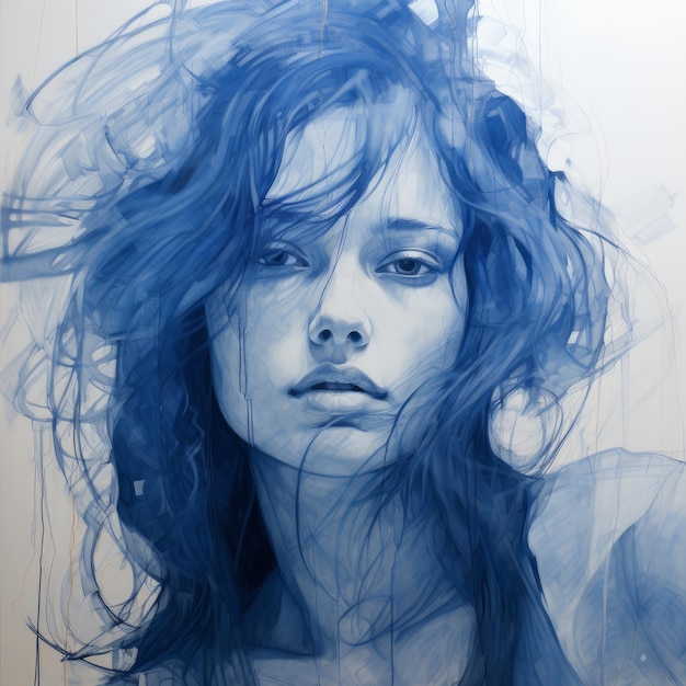 Água hiper-realista que desenha retratos poderosos de uma menina azul