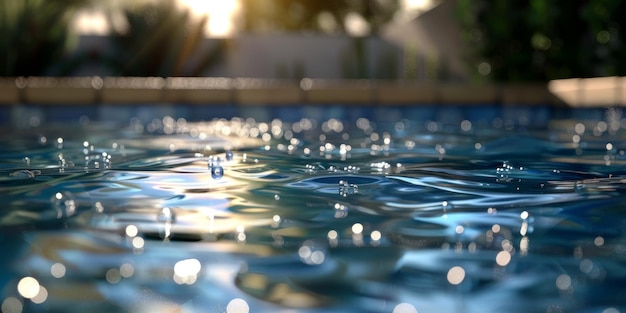 Água na piscina em close-up IA geradora