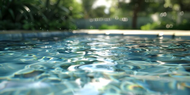 Água na piscina em close-up IA geradora