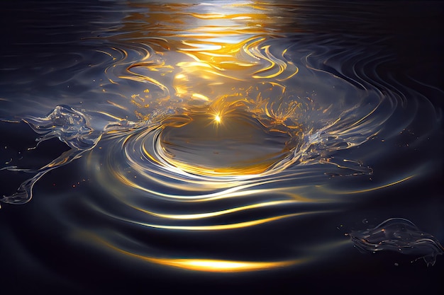 Água sedosa com ondulações de luz dançando na superfície