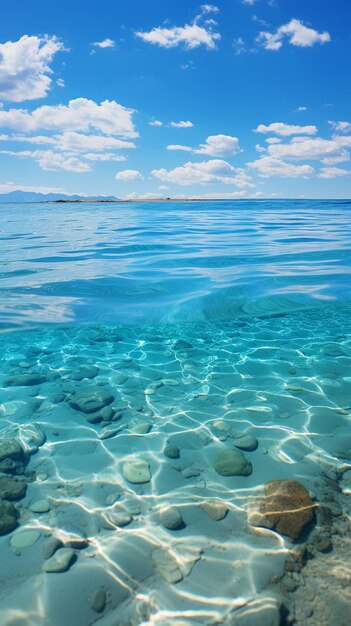 Água turquesa e céu limpo em uma praia tropical de areia Gerar IA