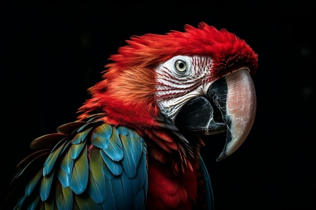 Guacamaya roja creada con IA generativa