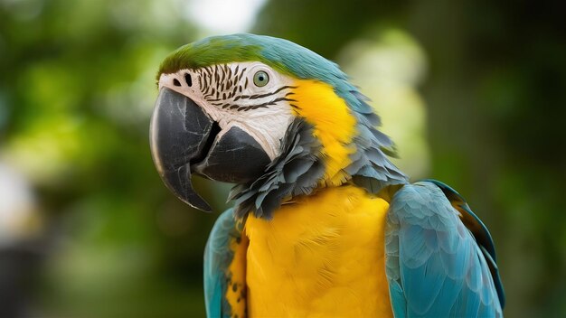 Foto el guacamayo de alas verdes ara chloropterus de un año de edad frente a un fondo blanco