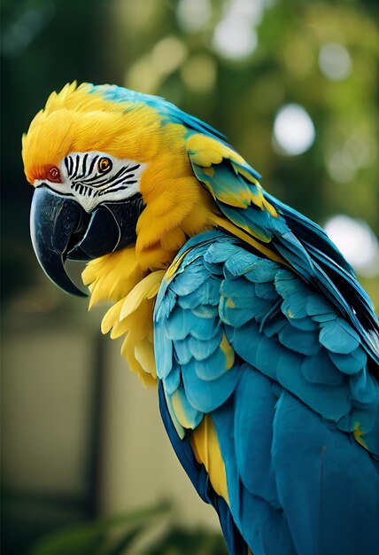 guacamayo azul y amarillo ara AI generativa