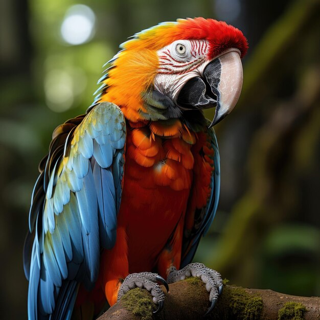 Guacamayo colorido en el hábitat de la selva tropical