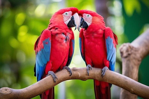 El guacamayo rosado en la rama de un árbol 343