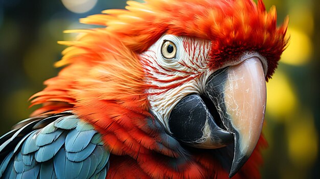 Guacamayo vibrante donde se posan en la rama en el hábitat de la selva tropical