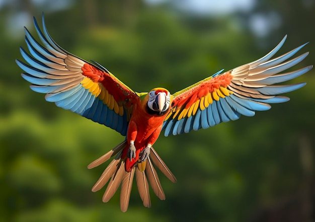 Guacamayo volador hermoso pájaro IA generativa