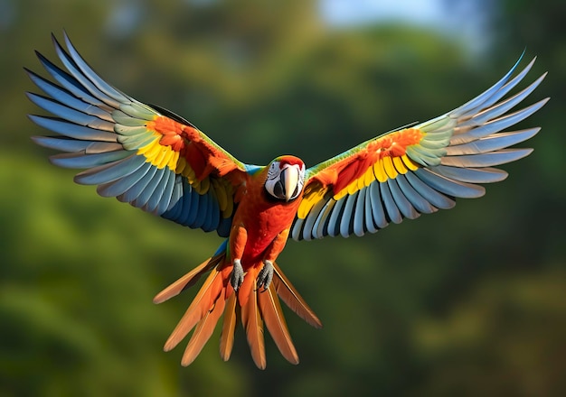 Guacamayo volador hermoso pájaro IA generativa