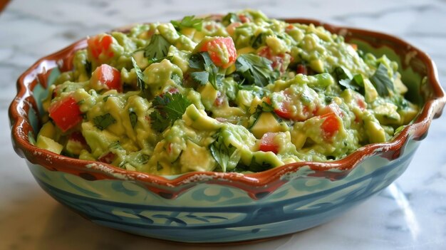 Guacamole-Dip in einem Gericht serviert