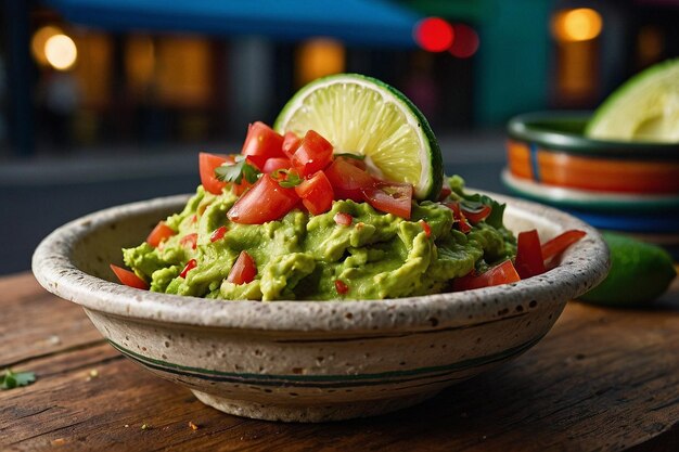 Guacamole esparcido en la calle mexicana Tacos con