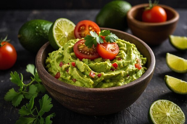 Guacamole fresco con tomate de aguacate y