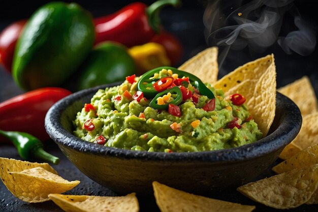 Guacamole picante con pimientos Jalapeno y